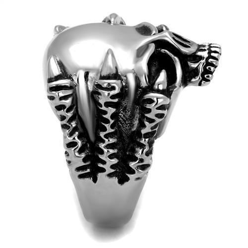 MATK2323 - High polished (no plating) Stainless Steel Ring with Epoxy  in Jet