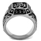 MATK2325 - High polished (no plating) Stainless Steel Ring with Epoxy  in Jet