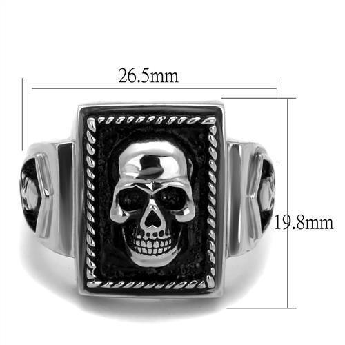 MATK2326 - High polished (no plating) Stainless Steel Ring with Epoxy  in Jet