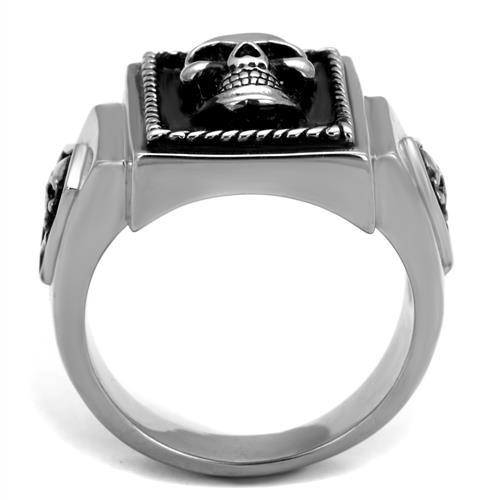 MATK2326 - High polished (no plating) Stainless Steel Ring with Epoxy  in Jet