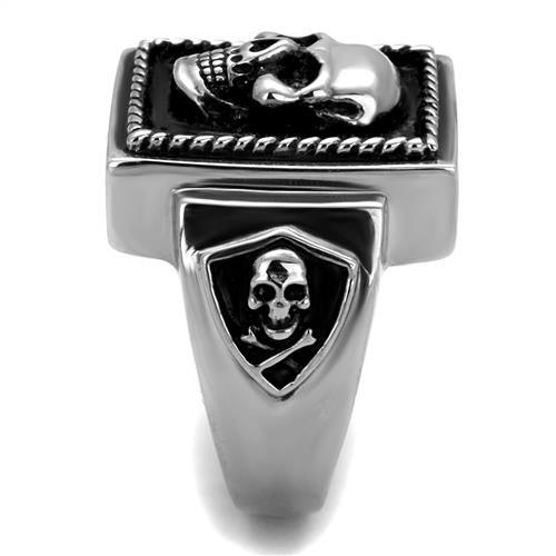 MATK2326 - High polished (no plating) Stainless Steel Ring with Epoxy  in Jet