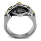 MATK2327 - Two-Tone IP Gold (Ion Plating) Stainless Steel Ring with Epoxy  in Jet