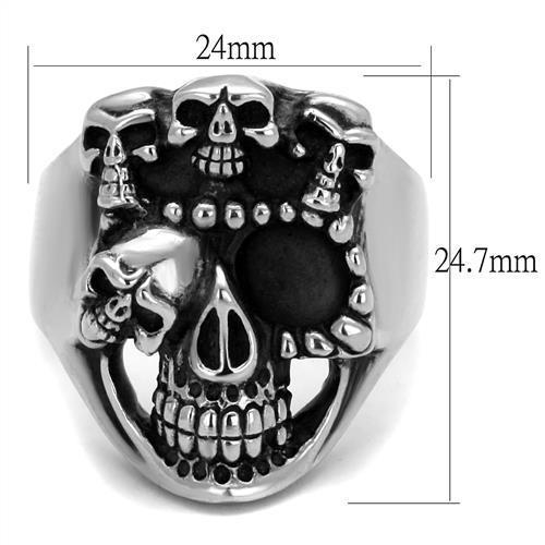 MATK2329 - High polished (no plating) Stainless Steel Ring with Epoxy  in Jet