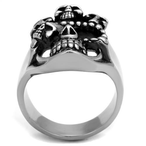 MATK2329 - High polished (no plating) Stainless Steel Ring with Epoxy  in Jet