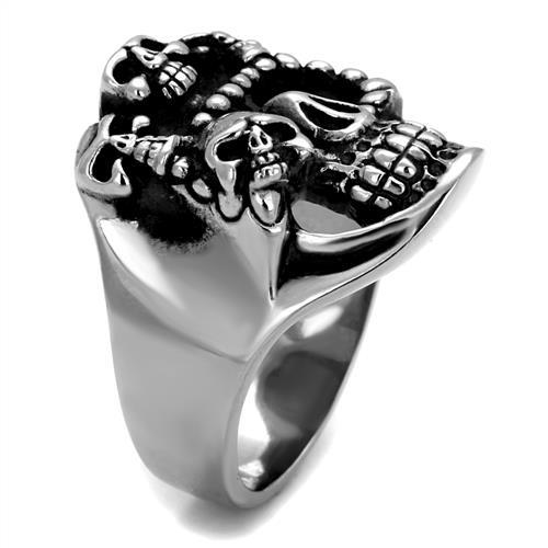 MATK2329 - High polished (no plating) Stainless Steel Ring with Epoxy  in Jet