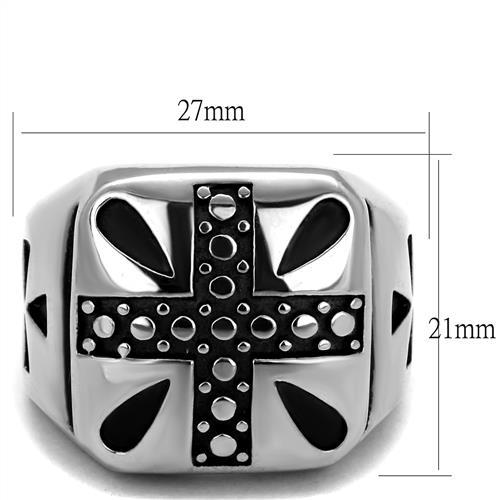 MATK2331 - High polished (no plating) Stainless Steel Ring with Epoxy  in Jet