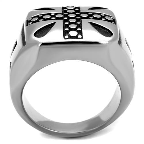 MATK2331 - High polished (no plating) Stainless Steel Ring with Epoxy  in Jet