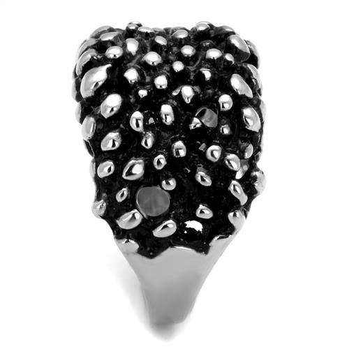 MATK2334 - High polished (no plating) Stainless Steel Ring with Epoxy  in Jet