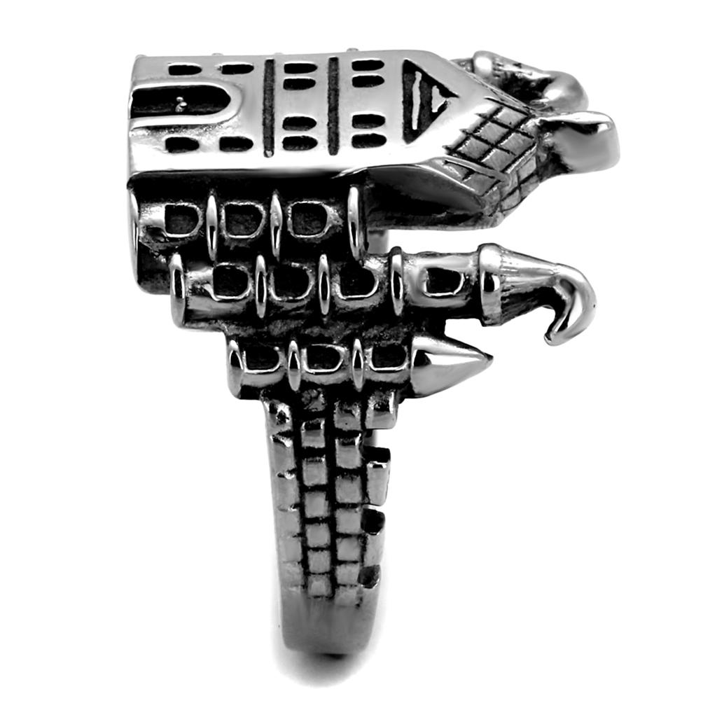 MATK2340 - High polished (no plating) Stainless Steel Ring with Epoxy  in Jet