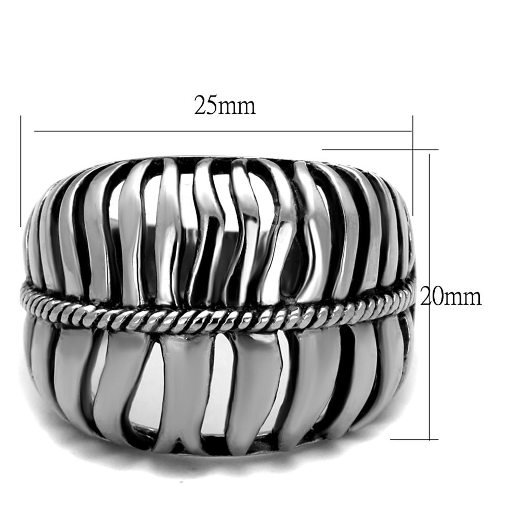 MATK2341 - High polished (no plating) Stainless Steel Ring with Epoxy  in Jet