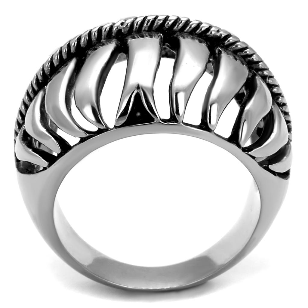 MATK2341 - High polished (no plating) Stainless Steel Ring with Epoxy  in Jet