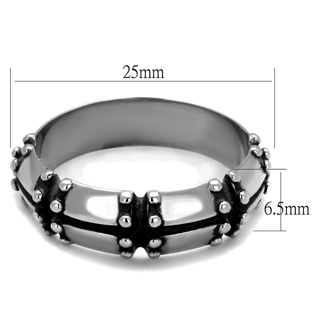 MATK2342 - High polished (no plating) Stainless Steel Ring with Epoxy  in Jet