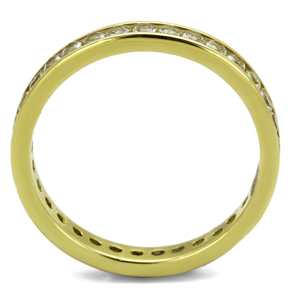 MATK2343G - IP Gold(Ion Plating) Stainless Steel Ring with AAA Grade CZ  in Clear