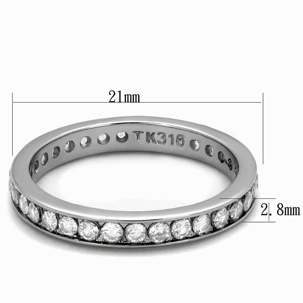 MATK2343 - High polished (no plating) Stainless Steel Ring with AAA Grade CZ  in Clear