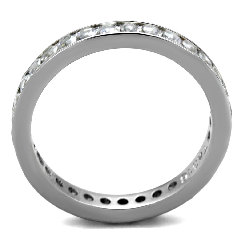 MATK2343 - High polished (no plating) Stainless Steel Ring with AAA Grade CZ  in Clear
