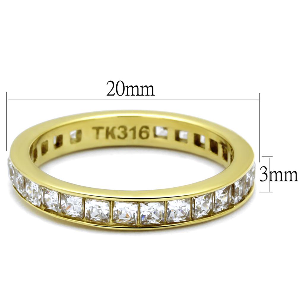 MATK2344G - IP Gold(Ion Plating) Stainless Steel Ring with AAA Grade CZ  in Clear