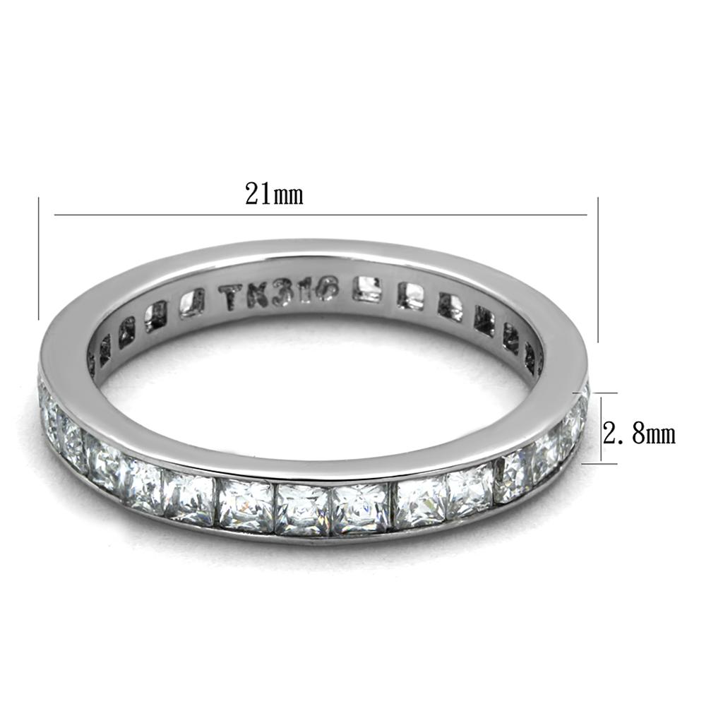MATK2344 - High polished (no plating) Stainless Steel Ring with AAA Grade CZ  in Clear