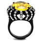 MATK2346 - IP Black(Ion Plating) Stainless Steel Ring with AAA Grade CZ  in Topaz