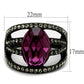MATK2348 - IP Black(Ion Plating) Stainless Steel Ring with Top Grade Crystal  in Amethyst