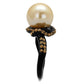 MATK2349 - IP Black(Ion Plating) Stainless Steel Ring with Synthetic Pearl in Topaz