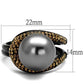 MATK2350 - IP Black(Ion Plating) Stainless Steel Ring with Synthetic Pearl in Gray