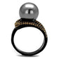 MATK2350 - IP Black(Ion Plating) Stainless Steel Ring with Synthetic Pearl in Gray