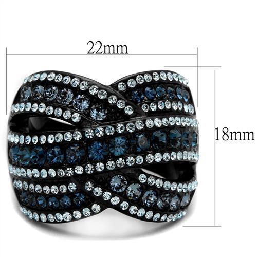 MATK2352 - IP Black(Ion Plating) Stainless Steel Ring with Top Grade Crystal  in Montana