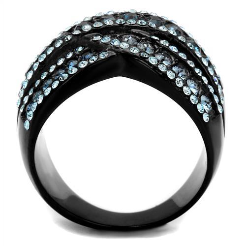 MATK2352 - IP Black(Ion Plating) Stainless Steel Ring with Top Grade Crystal  in Montana