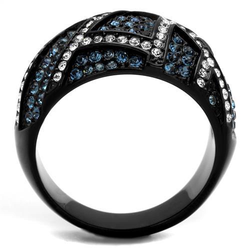 MATK2353 - IP Black(Ion Plating) Stainless Steel Ring with Top Grade Crystal  in Montana