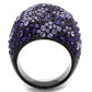 MATK2358 - IP Black(Ion Plating) Stainless Steel Ring with Top Grade Crystal  in Tanzanite