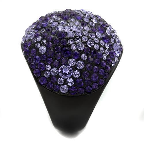 MATK2358 - IP Black(Ion Plating) Stainless Steel Ring with Top Grade Crystal  in Tanzanite