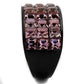MATK2359 - IP Black(Ion Plating) Stainless Steel Ring with Top Grade Crystal  in Light Rose