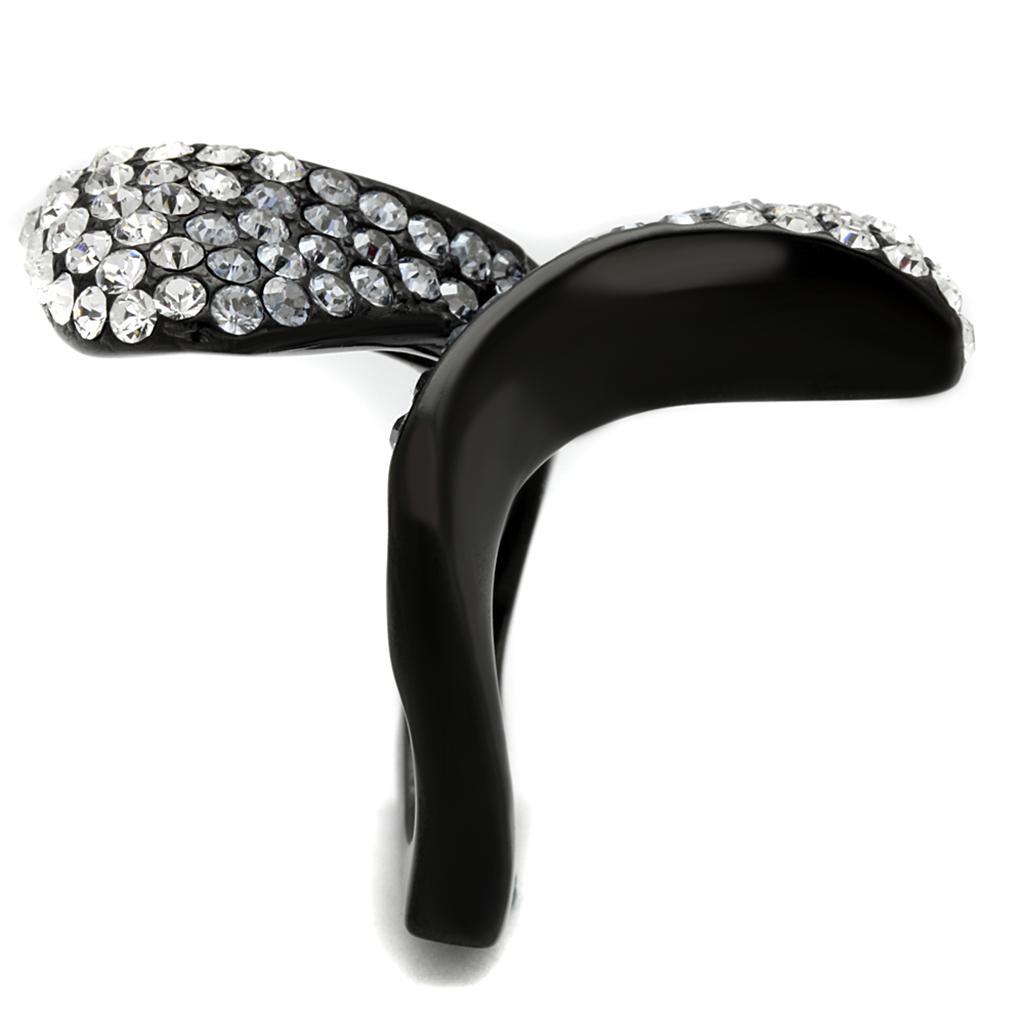 MATK2360 - IP Black(Ion Plating) Stainless Steel Ring with Top Grade Crystal  in Montana