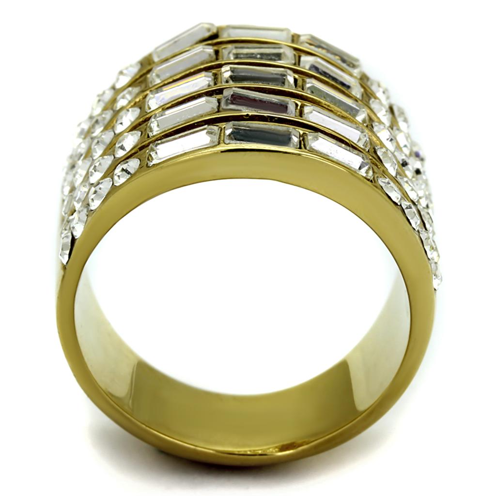 MATK2362 - IP Gold(Ion Plating) Stainless Steel Ring with Top Grade Crystal  in Clear