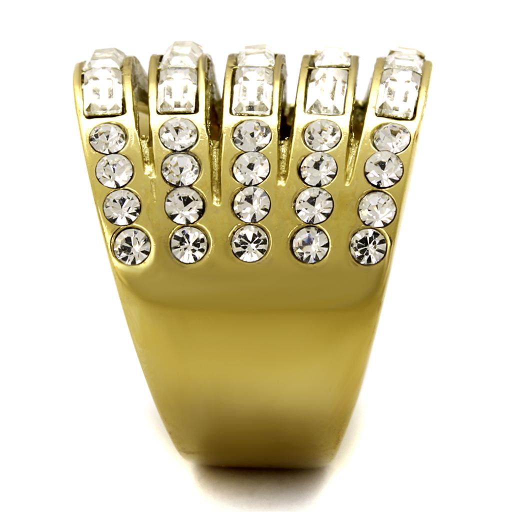 MATK2362 - IP Gold(Ion Plating) Stainless Steel Ring with Top Grade Crystal  in Clear