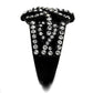 MATK2363 - IP Black(Ion Plating) Stainless Steel Ring with Top Grade Crystal  in Clear