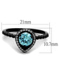 MATK2364 - IP Black(Ion Plating) Stainless Steel Ring with AAA Grade CZ  in Sea Blue
