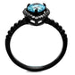 MATK2364 - IP Black(Ion Plating) Stainless Steel Ring with AAA Grade CZ  in Sea Blue