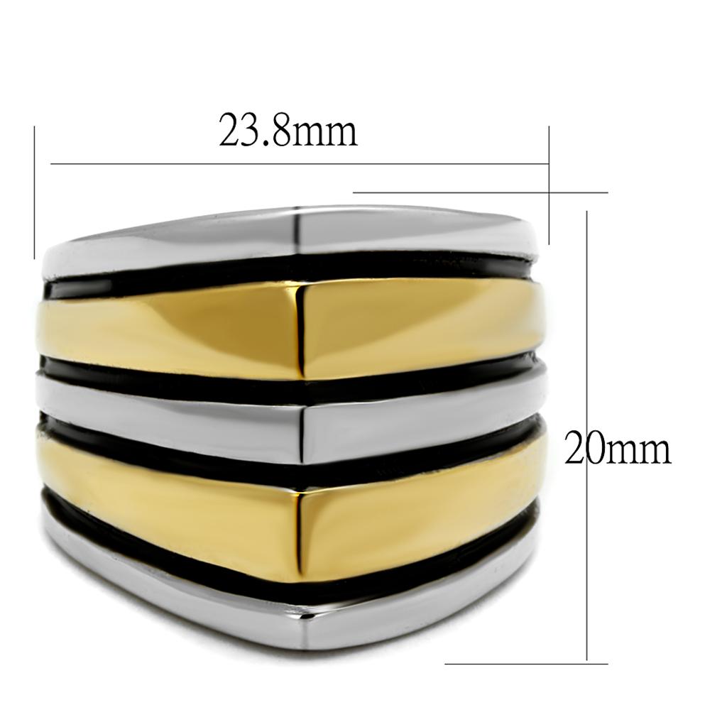 MATK2367 - Two-Tone IP Gold (Ion Plating) Stainless Steel Ring with Epoxy  in Jet