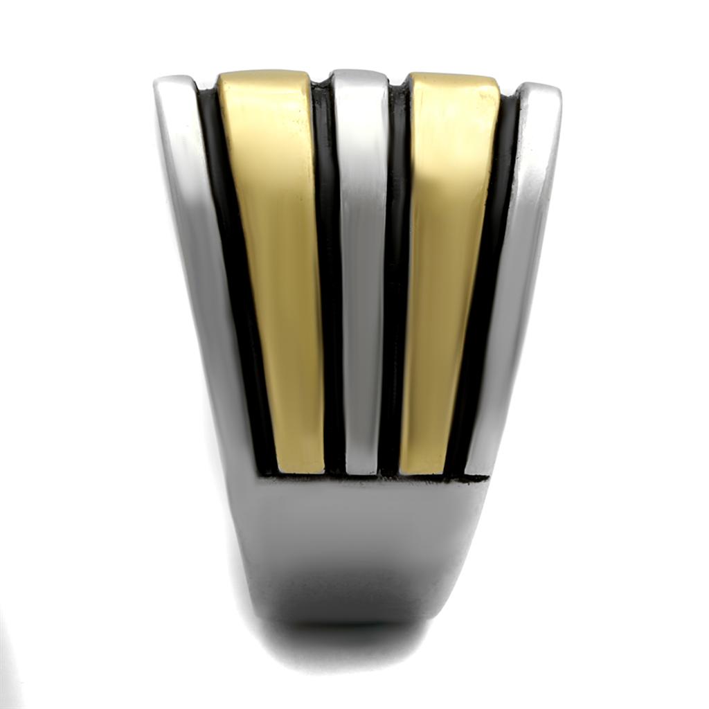 MATK2367 - Two-Tone IP Gold (Ion Plating) Stainless Steel Ring with Epoxy  in Jet