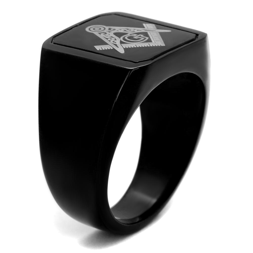 MATK2371 - IP Black(Ion Plating) Stainless Steel Ring with No Stone