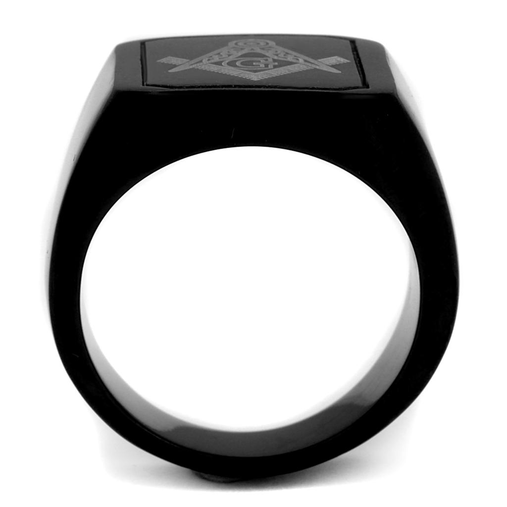 MATK2371 - IP Black(Ion Plating) Stainless Steel Ring with No Stone