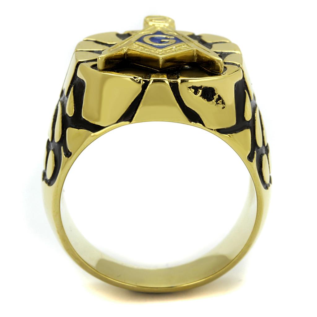 MATK2372 - IP Gold(Ion Plating) Stainless Steel Ring with Epoxy  in Capri Blue