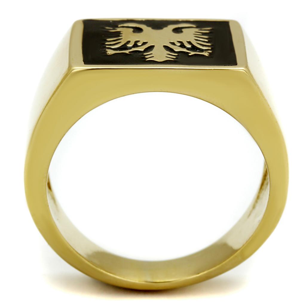 MATK2373 - IP Gold(Ion Plating) Stainless Steel Ring with Epoxy  in Jet