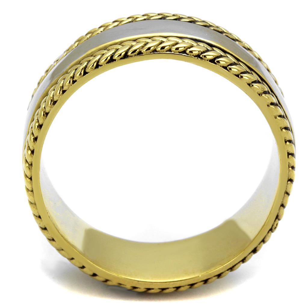 MATK2375 - Two-Tone IP Gold (Ion Plating) Stainless Steel Ring with Epoxy  in Jet