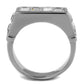 MATK2376 - High polished (no plating) Stainless Steel Ring with Top Grade Crystal  in Clear