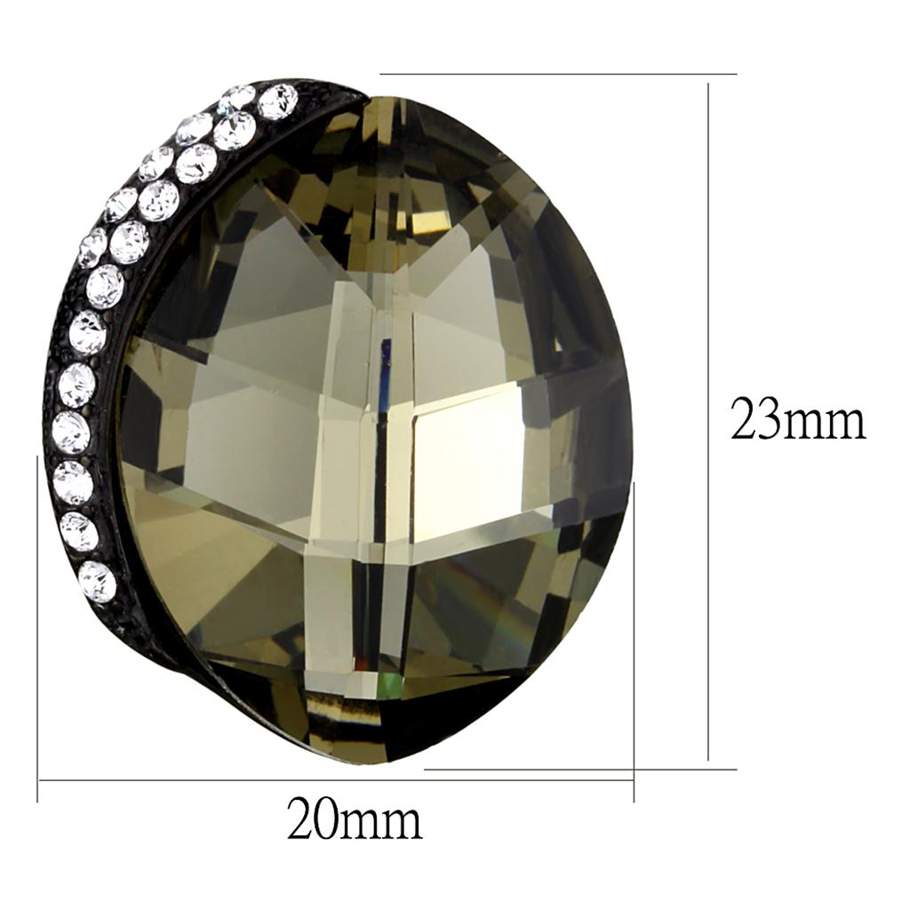 MATK2377 - IP Black(Ion Plating) Stainless Steel Earrings with Top Grade Crystal  in Black Diamond