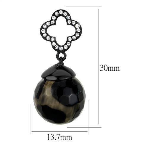 MATK2384 - IP Black(Ion Plating) Stainless Steel Earrings with Synthetic Onyx in Multi Color