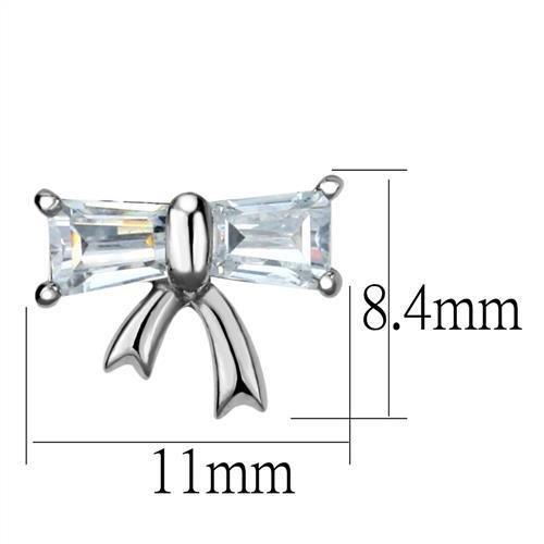 MATK2388 - High polished (no plating) Stainless Steel Earrings with AAA Grade CZ  in Clear