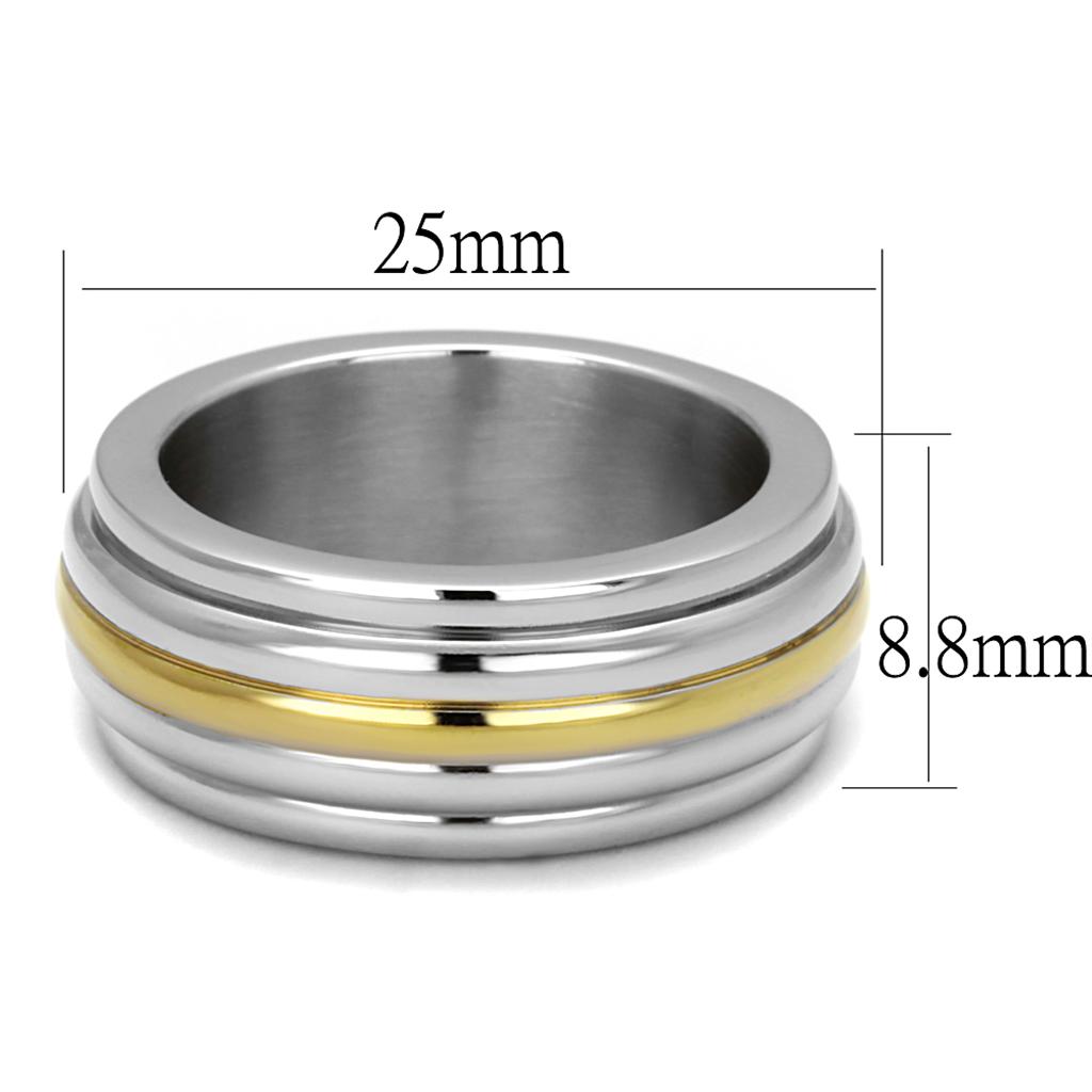 MATK2390 - Two-Tone IP Gold (Ion Plating) Stainless Steel Ring with No Stone